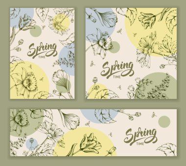 Bahar Tema Vintage Çiçek Kart Tasarımları