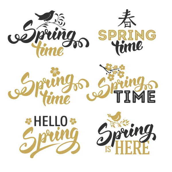 Spring Typographical Lettering Designs Set — Stock Vector