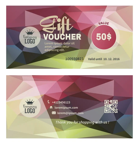 Cadou Voucher șablon în stil modern — Vector de stoc