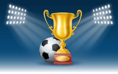 Futbol topu ve Altın Kupa Kupası futbol Poster