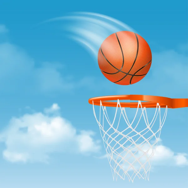 Pallone da basket Volare al carrello — Vettoriale Stock