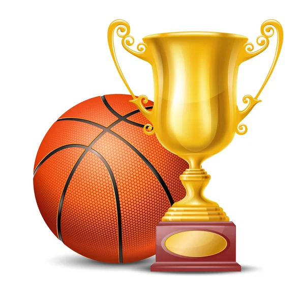 Coppa trofeo e pallone da basket — Vettoriale Stock