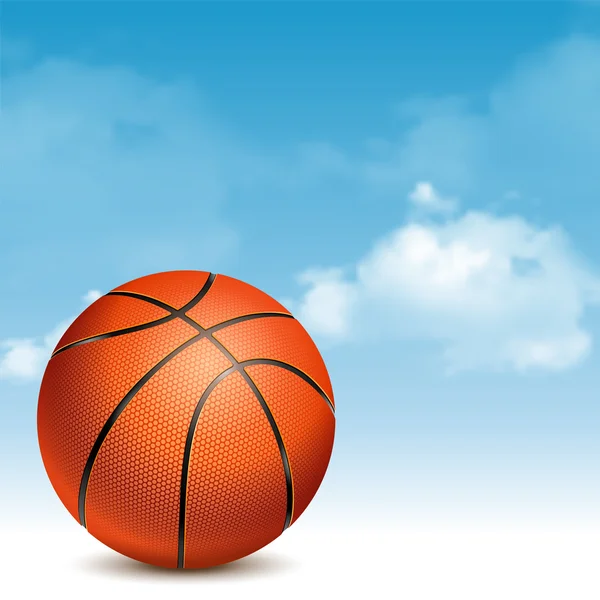 Pallone da basket su sfondo cielo nuvoloso — Vettoriale Stock