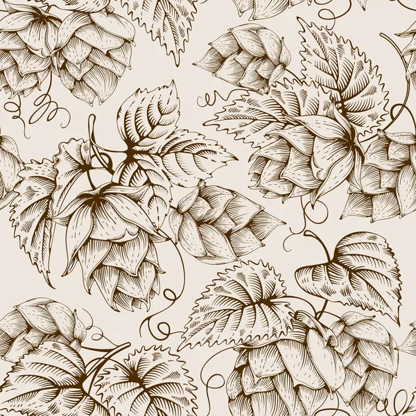 Hops seamless vintage pattern — Stock Vector