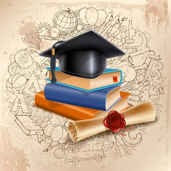 Koncepcja szkoły lub graduacyjnej gratulacje — Wektor stockowy