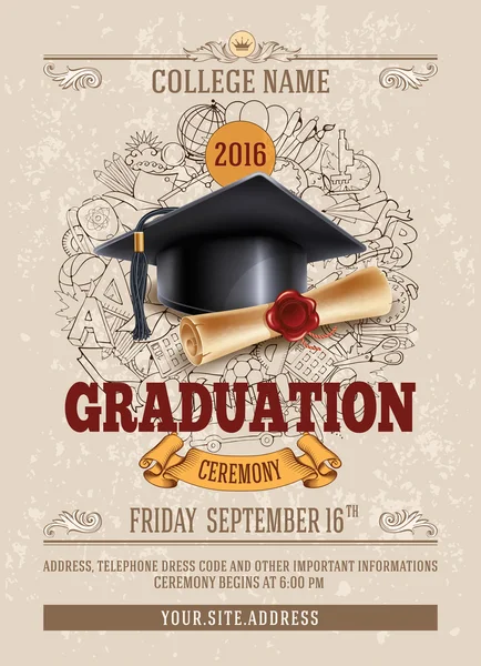 Graduation ceremony template design — Stock Vector