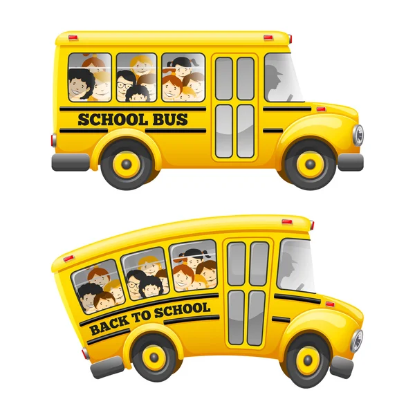 Gelber Cartoon-Schulbus — Stockvektor