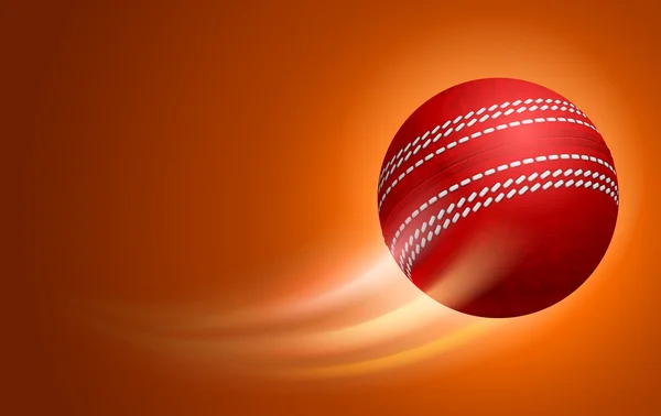 Cricket-Karte mit rotem Cricket-Ball — Stockvektor