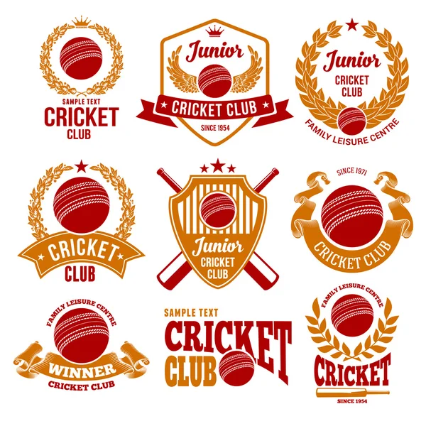 Cricket Club Emblemas e Logos —  Vetores de Stock