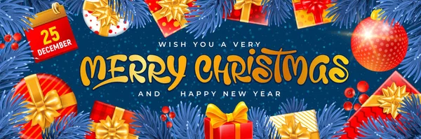 Feliz Navidad Saludo Pancarta Brillante Diseño Para Las Celebraciones Navidad — Archivo Imágenes Vectoriales