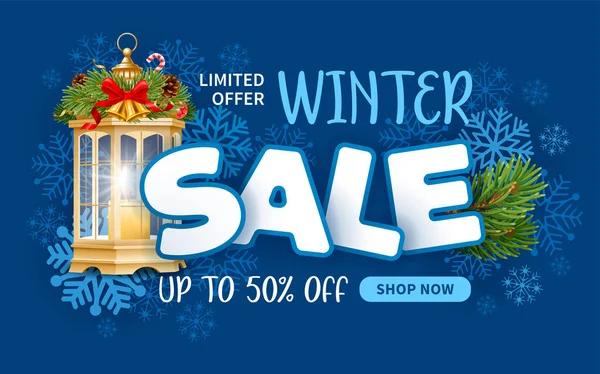 Banner Publicitario Para Navidad Año Nuevo Venta Invierno Diseño Promocional — Archivo Imágenes Vectoriales