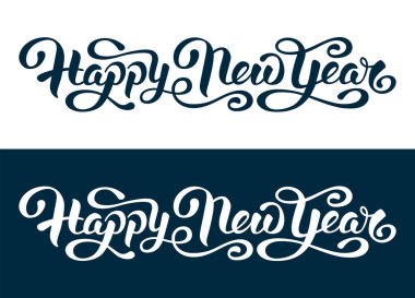 Sanatsal ve kaligrafi tarzında eşsiz yazılar. Fırça tipografisi setiyle el yazısı. Noel ve yeni yıl kutlamaları için kullanması kolay. Vektör illüstrasyonu.