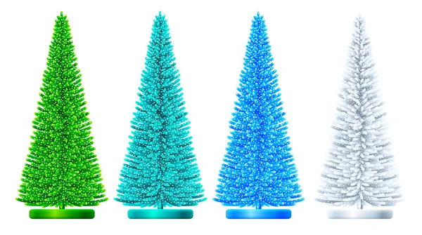 Set Soffici Alberi Natale Artificiali Uno Stand Alberi Abete Sono — Vettoriale Stock