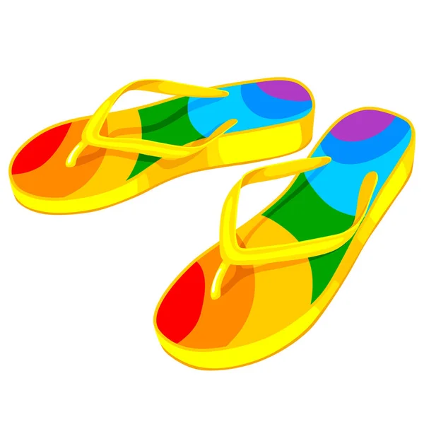 Резиновые Разноцветные Шлепанцы Удобная Пляжная Обувь Векторная Иллюстрация — стоковый вектор