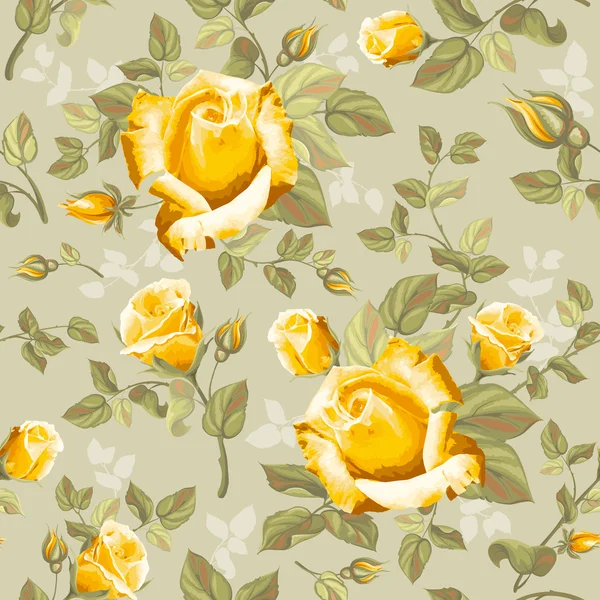 Motif sans couture fleur rétro - roses — Image vectorielle