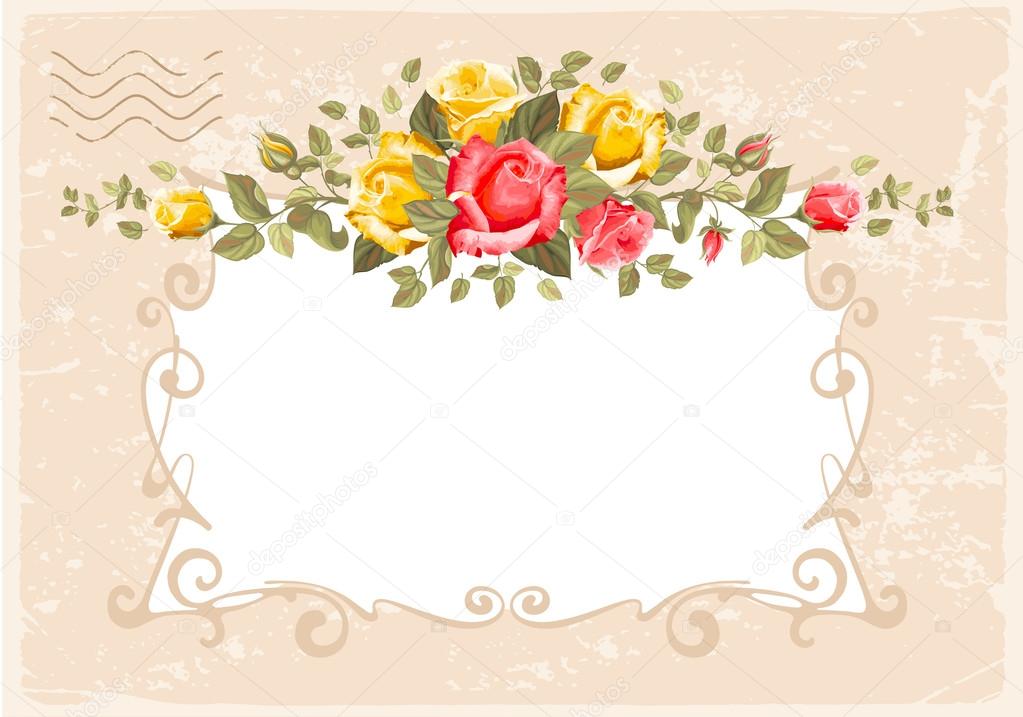Retro flower card- roses