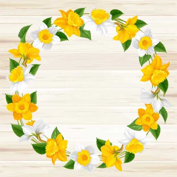 Wreath of spring flowers — Stock Vector