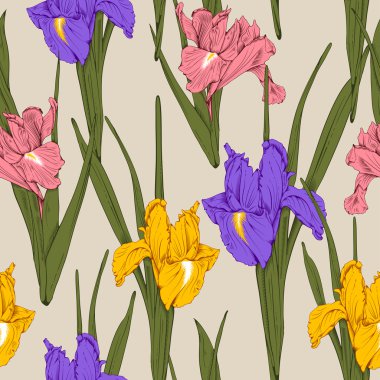 Çiçek seamless modeli - Iris