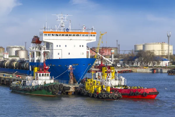 Train ferry close-up in the port at sunny day — Stock Photo, Image