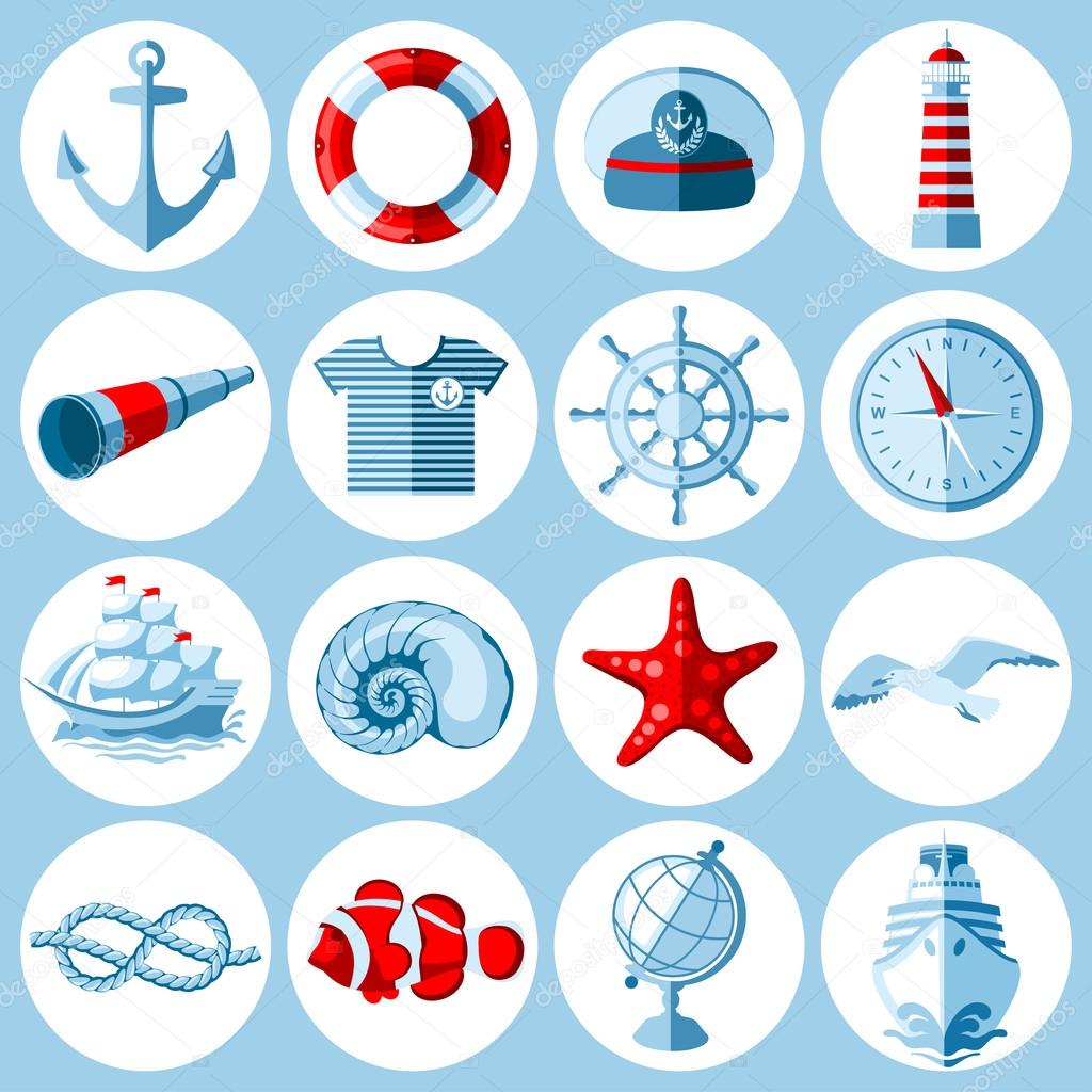 Nautical icons set