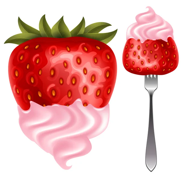 Strawberry and cream — Stock Vector