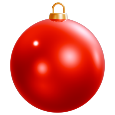 Kırmızı Noel Balosu. Parlak kırmızı 3D Bauble. Noel ve Yeni Yıl Tatil Süslemeleri. Şeffaf Arkaplanda İzole Edildi