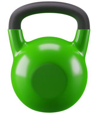 Pırıl pırıl yüzeyi olan yeşil bir çaydanlık ve kaymayan bir kabzası var, şeffaf arka planda izole edilmiş. Fitness, dayanıklılık eğitimi, spor konseptleri, spor malzemeleri ve sağlıklı yaşam tarzı görselleri için.