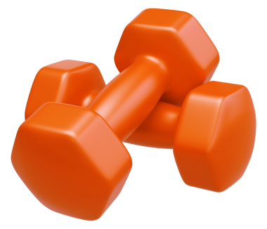 İki parlak turuncu halterli halter. Jimnastik, vücut geliştirme, ev yapımı, spor malzemeleri, sağlıklı yaşam tarzı için güçlü eğitim konsepti. Şeffaf 3d png illüstrasyon, kenar görünüm