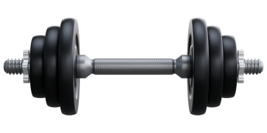 Krom çubuklu ve siyah ağırlıklı ayarlanabilir dambıl. Spor, vücut geliştirme, fiziksel egzersiz, spor aletleri için dayanıklılık eğitimi konsepti. Şeffaf 3d png illüstrasyon, ön görünüm