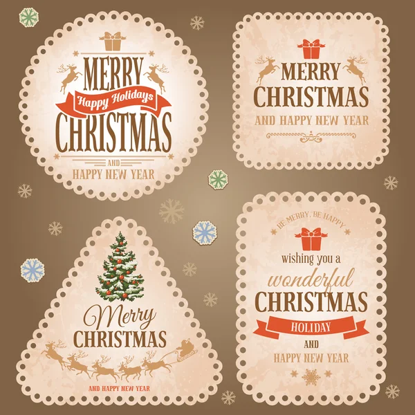 Set de etiquetas navideñas — Archivo Imágenes Vectoriales