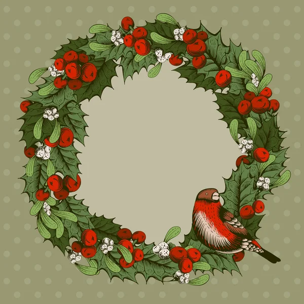 Winter christmas wreath — Stock Vector