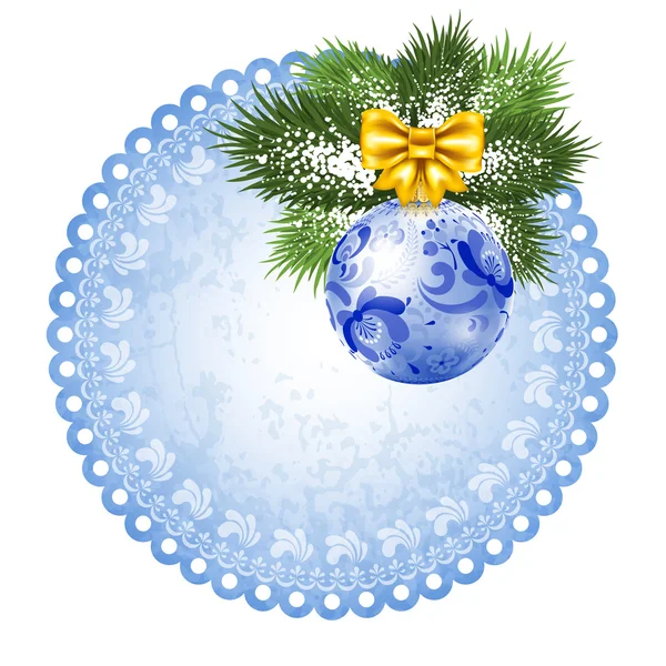 Etiqueta azul adornado de Navidad — Vector de stock