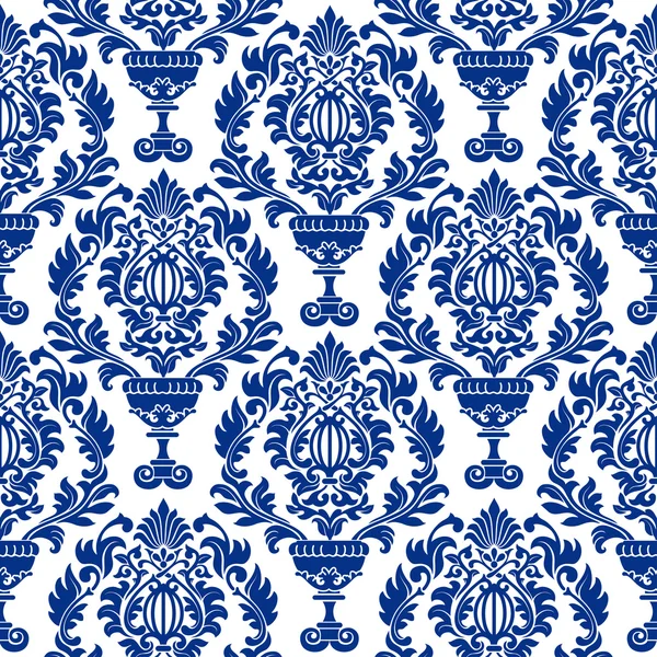 Damasco patrón azul de lujo — Archivo Imágenes Vectoriales