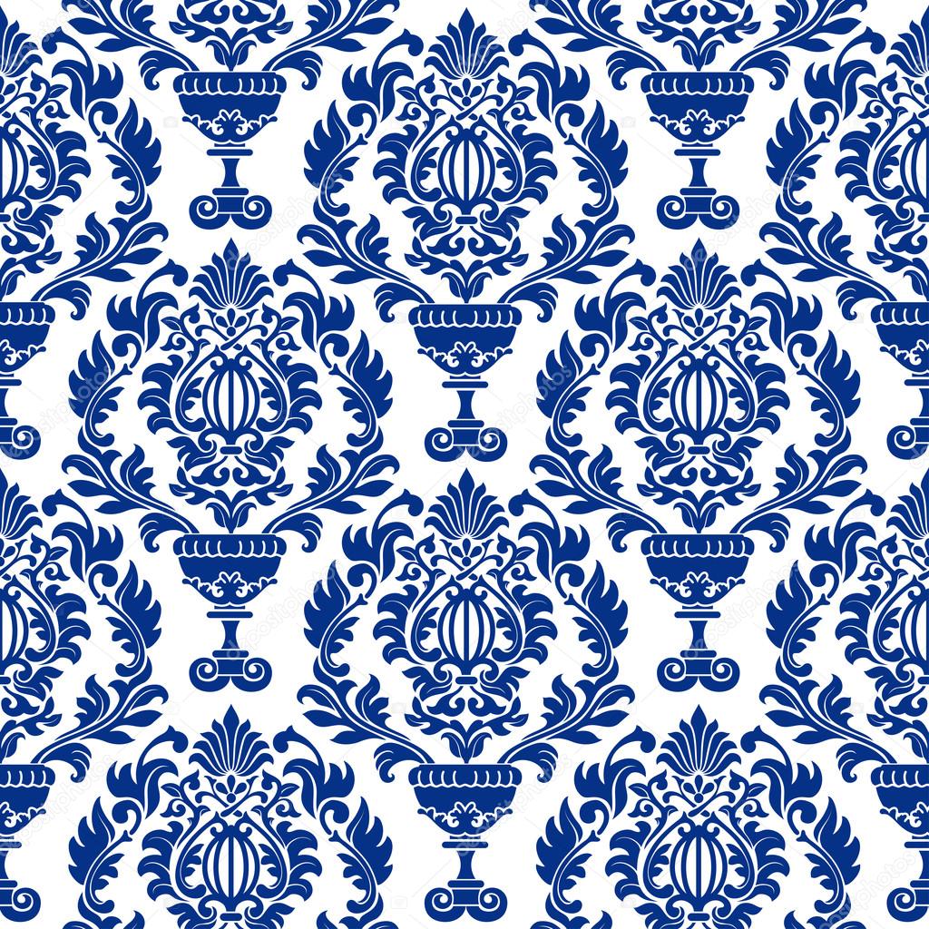 Damask luxury blue pattern