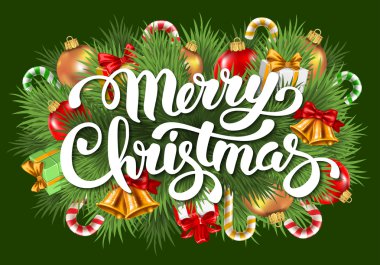 Neşeli Noel kartı hat yazıt ile