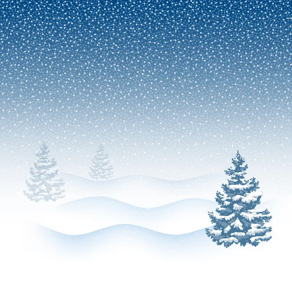 Christmas Winter Landscape in snowfall — Stock Vector