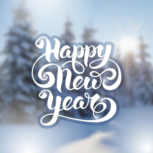 Mutlu yeni yıl tebrik kartı üzerinde arka plan bulanık
