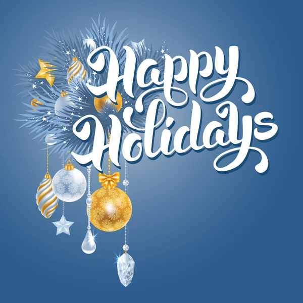 カリグラフィ文字幸せな休日とメリー クリスマスのグリーティング カード — ストックベクタ