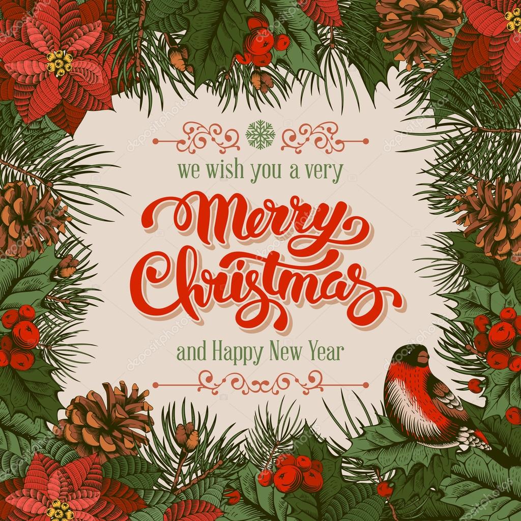 Vintage dibujado a mano Feliz Navidad tarjeta vector, gráfico vectorial © Pazhyna imagen #91454862 Vintage dibujado a mano Feliz Navidad tarjeta vector, gráfico vectorial © Pazhyna imagen #91454862