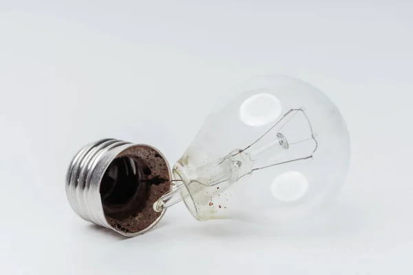 Burnt Out Incandescent Light Bulbs White Background Broken Light Bulbs — Stock Photo, Image