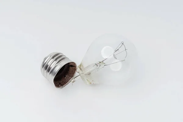 Burnt Out Incandescent Light Bulbs White Background Broken Light Bulbs — Stock Photo, Image