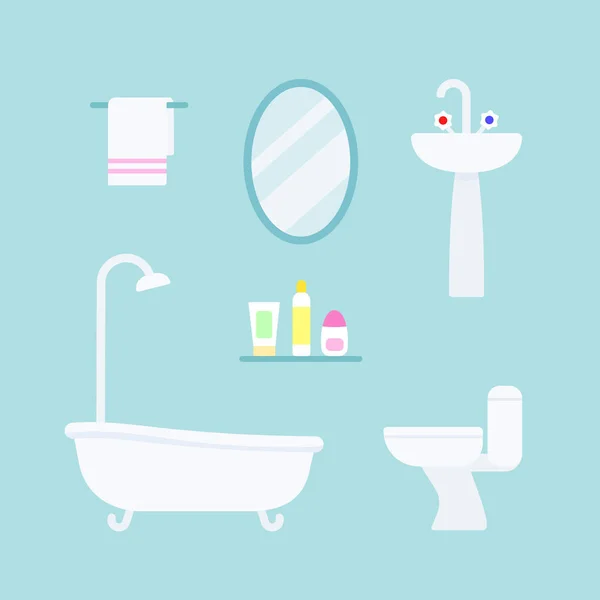Vektorkészlet fürdőszobai tárgyak lapos kialakítás — Stock Vector