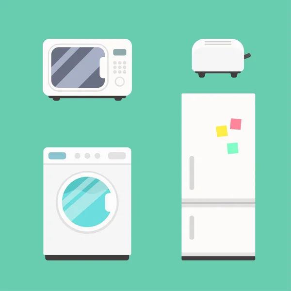 Kitchen appliances in flat style vector set — Stock Vector