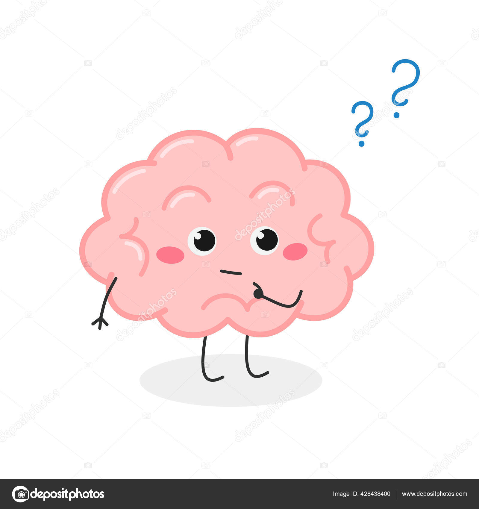 Cute brain cartoon character with question mark Stock Vector Image by  ©mayalis #428438400