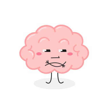 Şüpheci yüz ifadesi olan komik çizgi film beyni.