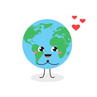 Sevimli kawaii dünya çizgi film karakteri aşık