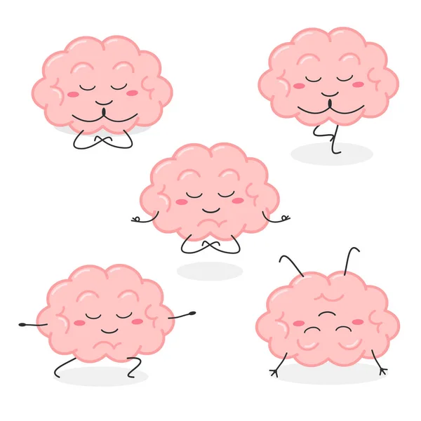 Cartoon menschliche Gehirnorganfigur praktiziert Yoga lizenzfreie Stockillustrationen