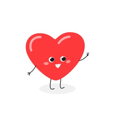 V işaretli neşeli karikatür kalbi.