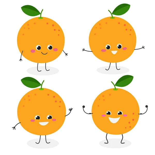 Grapefruit cartoon figur emoticon set vektor illustration — Stockvektor