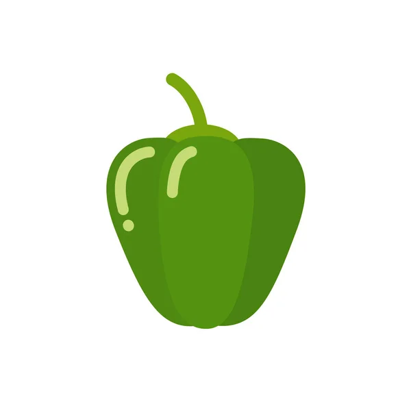 Groene paprika pictogram in platte stijl — Stockvector